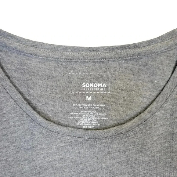 Sonoma Thankful Always Tee Size Medium Gray White Pumpkin - Picture 3 of 3